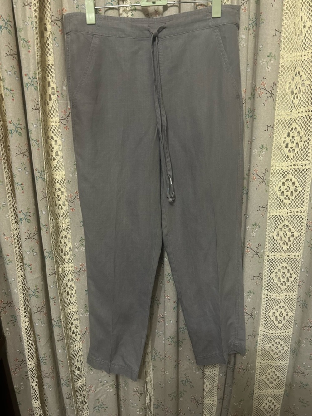 2/$28 J.Crew Linen Blend Pants Gray Drawstring Elastic Waist Casual Size S